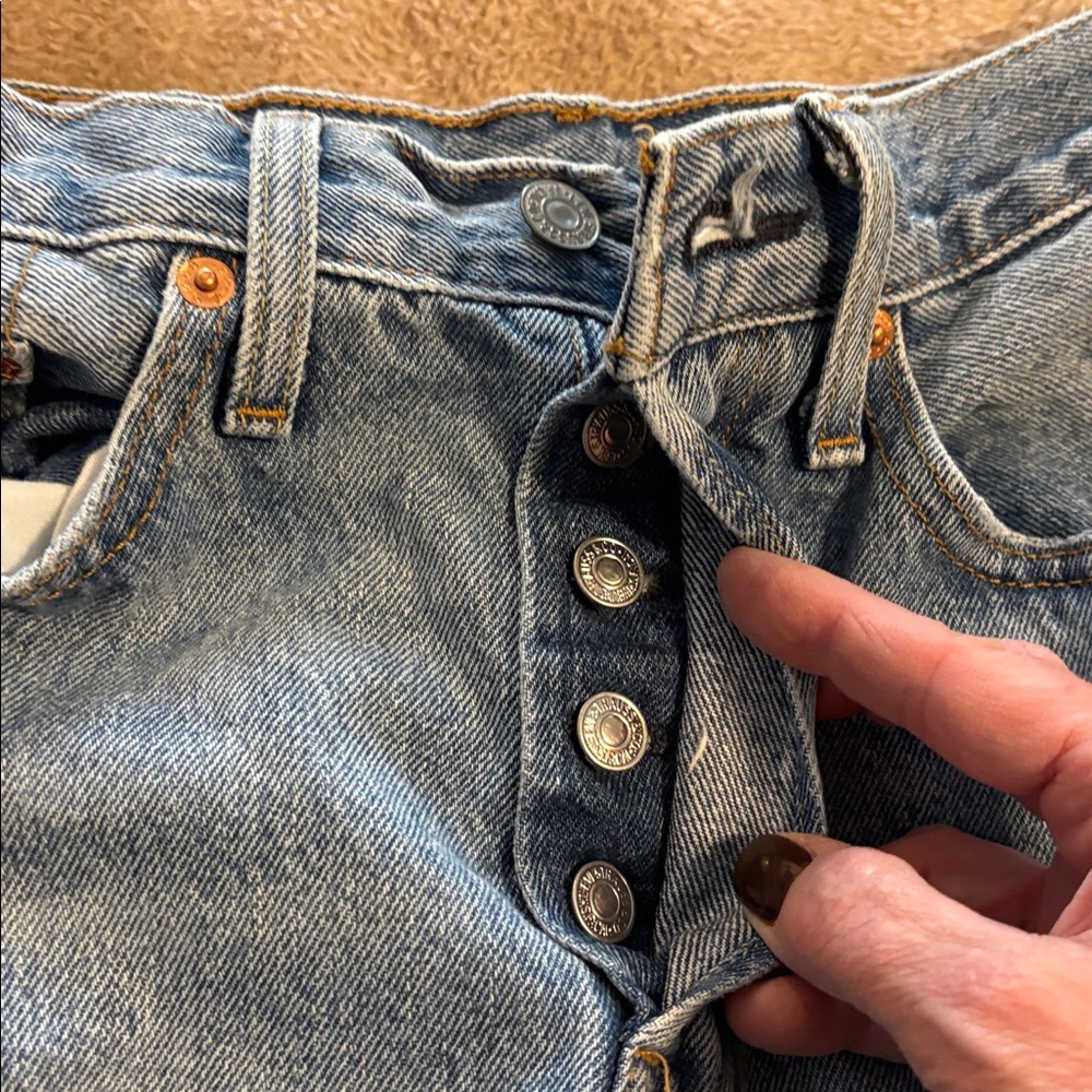 Levi’s 501 High Rise Button Fly Distressed Skinny Jeans W25 L30 - Picture 7 of 10